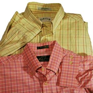 2 Orvis Casual Button Down Shirts Size Large